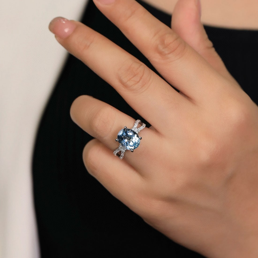 14k Gold 3.57 Ctw Natural Aquamarine & Diamond Ring - 3