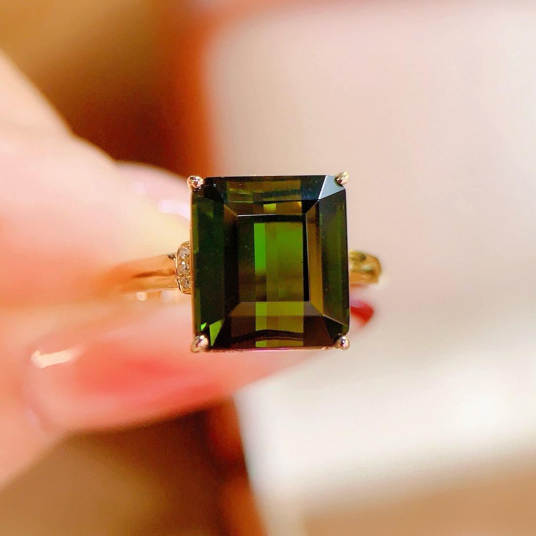 14k Gold 6.72 Ctw Natural Tourmaline & Diamond Ring - 3