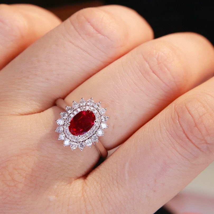 14k Gold 1.54 Ctw Natural Ruby & Diamond Ring - 5