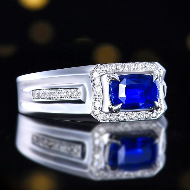 14k Gold 1.76 Ctw Natural Sapphire & Diamond Ring - 3