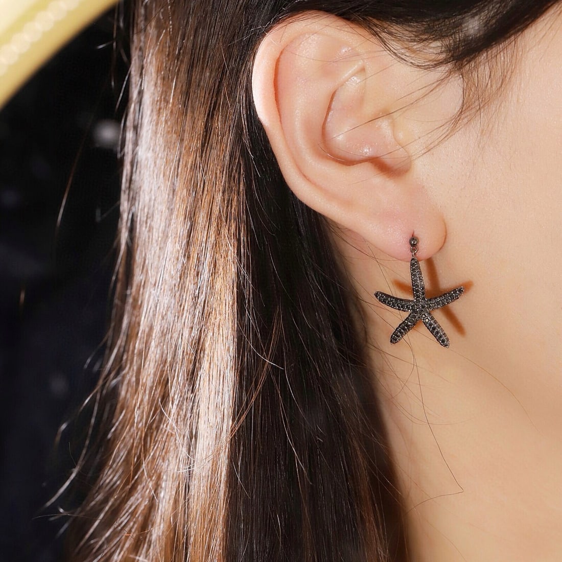 14k Gold 1.12 Ct Natural Black Diamond Earrings - 8