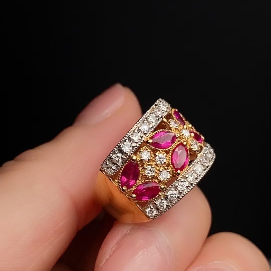 14k Gold 1.80 Ctw Natural Ruby & Diamond Ring - 4