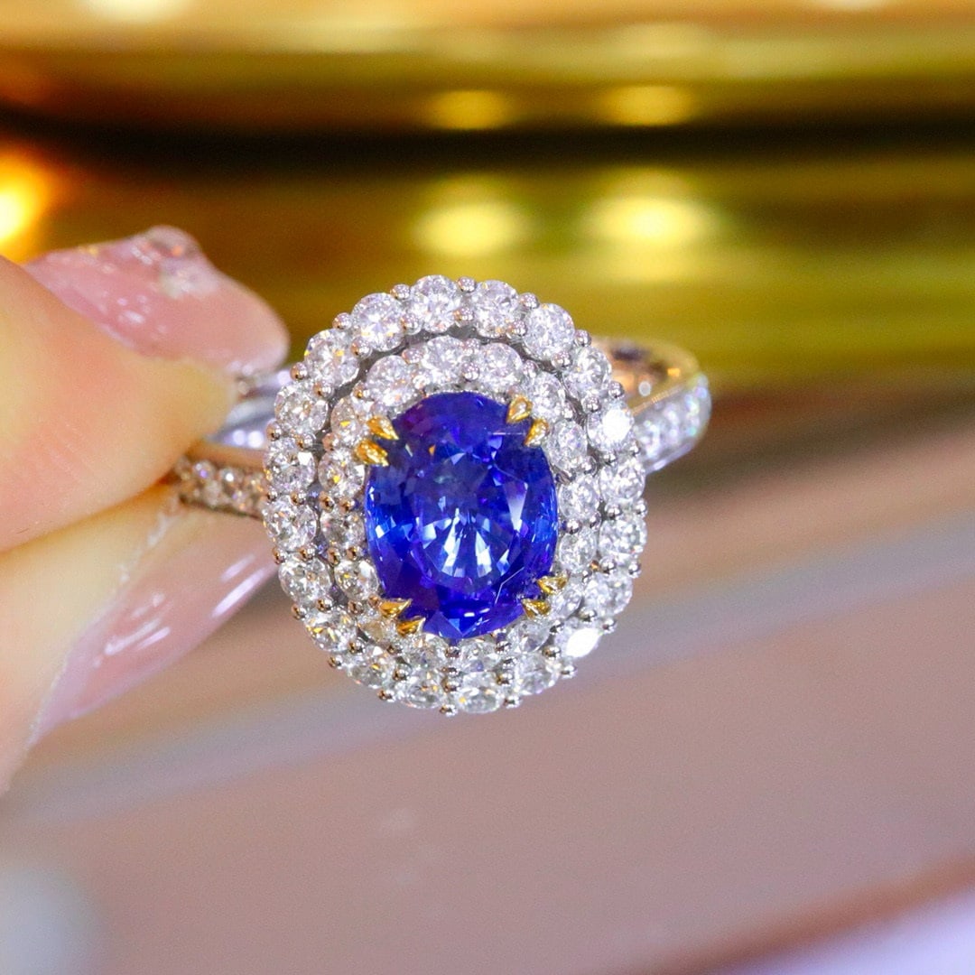 14k Gold 2.76 Ctw Natural Sapphire & Diamond Ring - 2