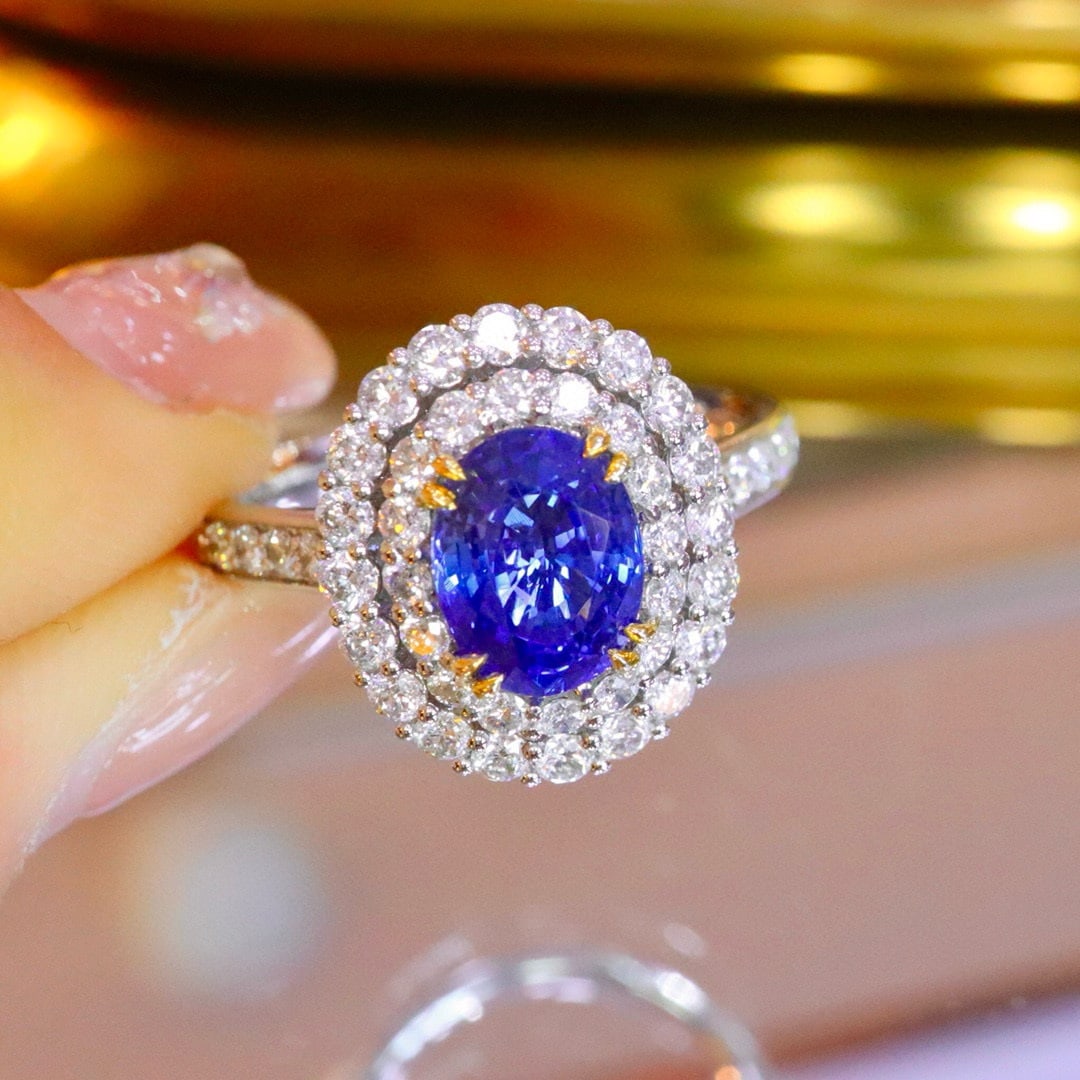 14k Gold 2.76 Ctw Natural Sapphire & Diamond Ring - 5