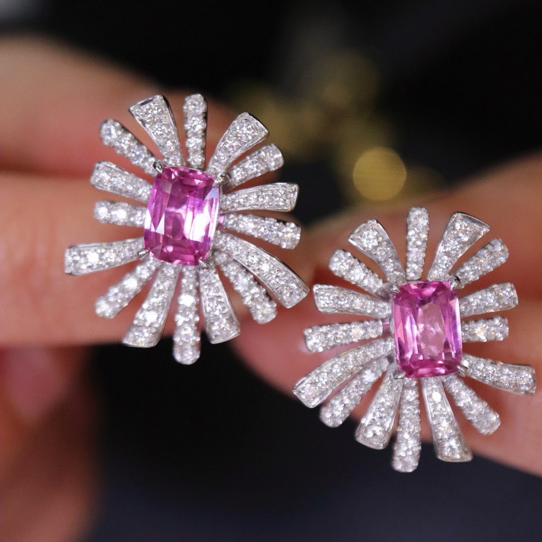 14k Gold 3.21 Ctw Natural Sapphire & Diamond Earrings - 2