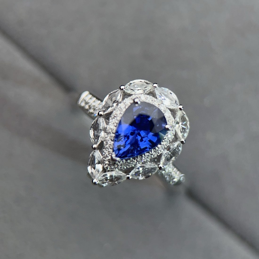 14k Gold 1.2 Ct Natural Sapphire & Diamond & Sapphire Ring/pendant( Without Chain ) - 2