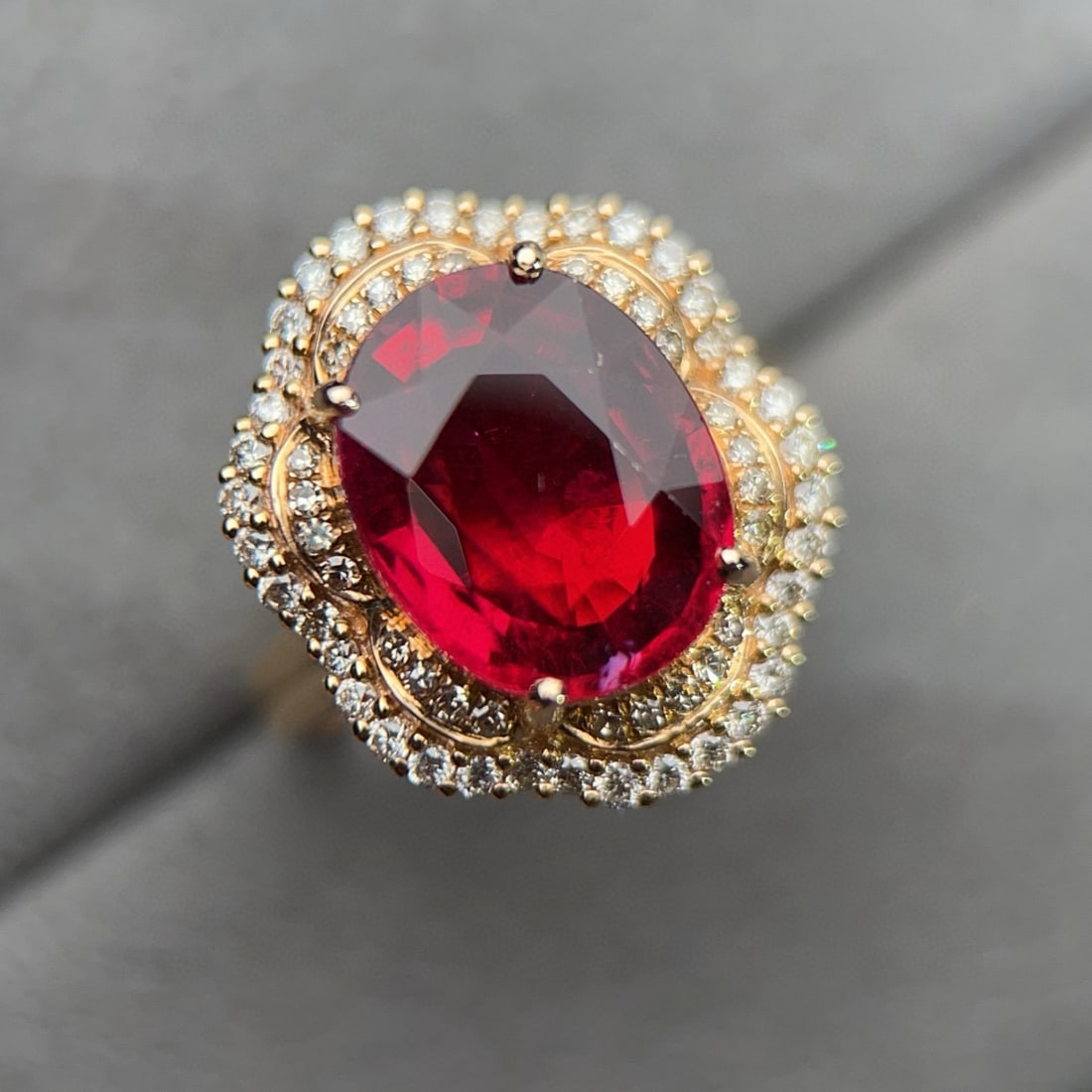 14k Gold 5.29 Ctw Natural Tourmaline & Diamond Ring - 2