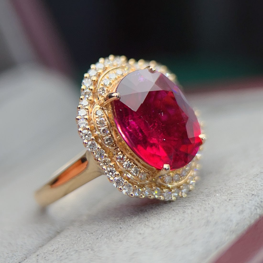 14k Gold 5.29 Ctw Natural Tourmaline & Diamond Ring - 5