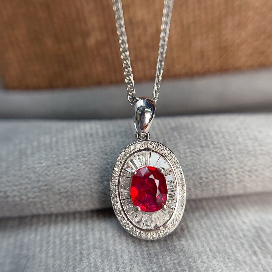 14k Gold 1.20 Ct Vivid Red Natural Ruby & Diamond Pendant( Without Chain ) (1 of 8)