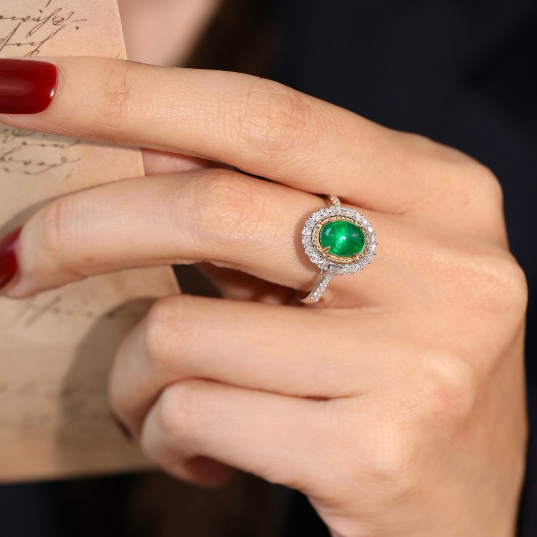 14k Gold 2.45 Ctw Vivid Green Natural Emerald & Diamond Ring/pendant( Without Chain ) - 7