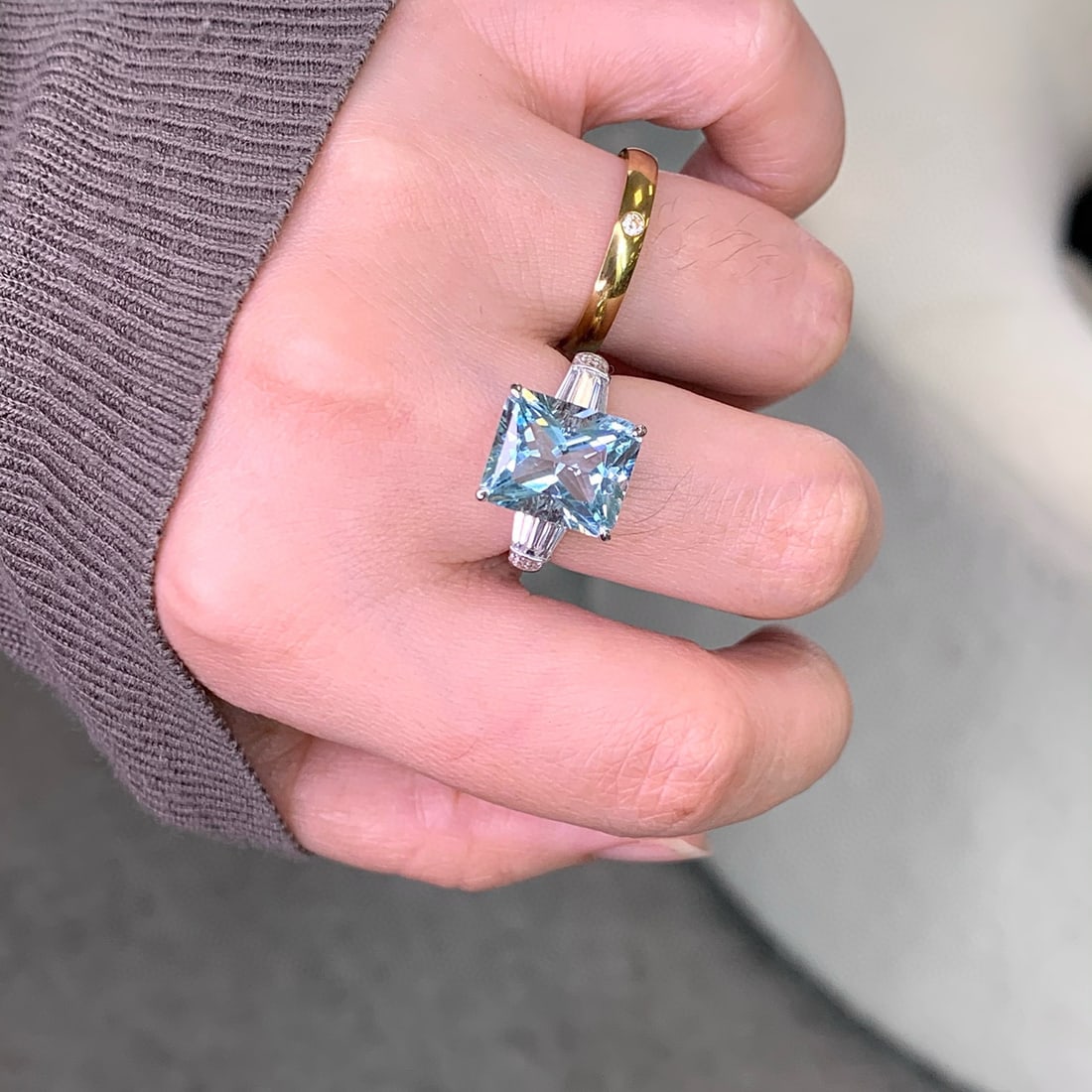 14k Gold 5.39 Ctw Natural Aquamarine & Diamond Ring - 5