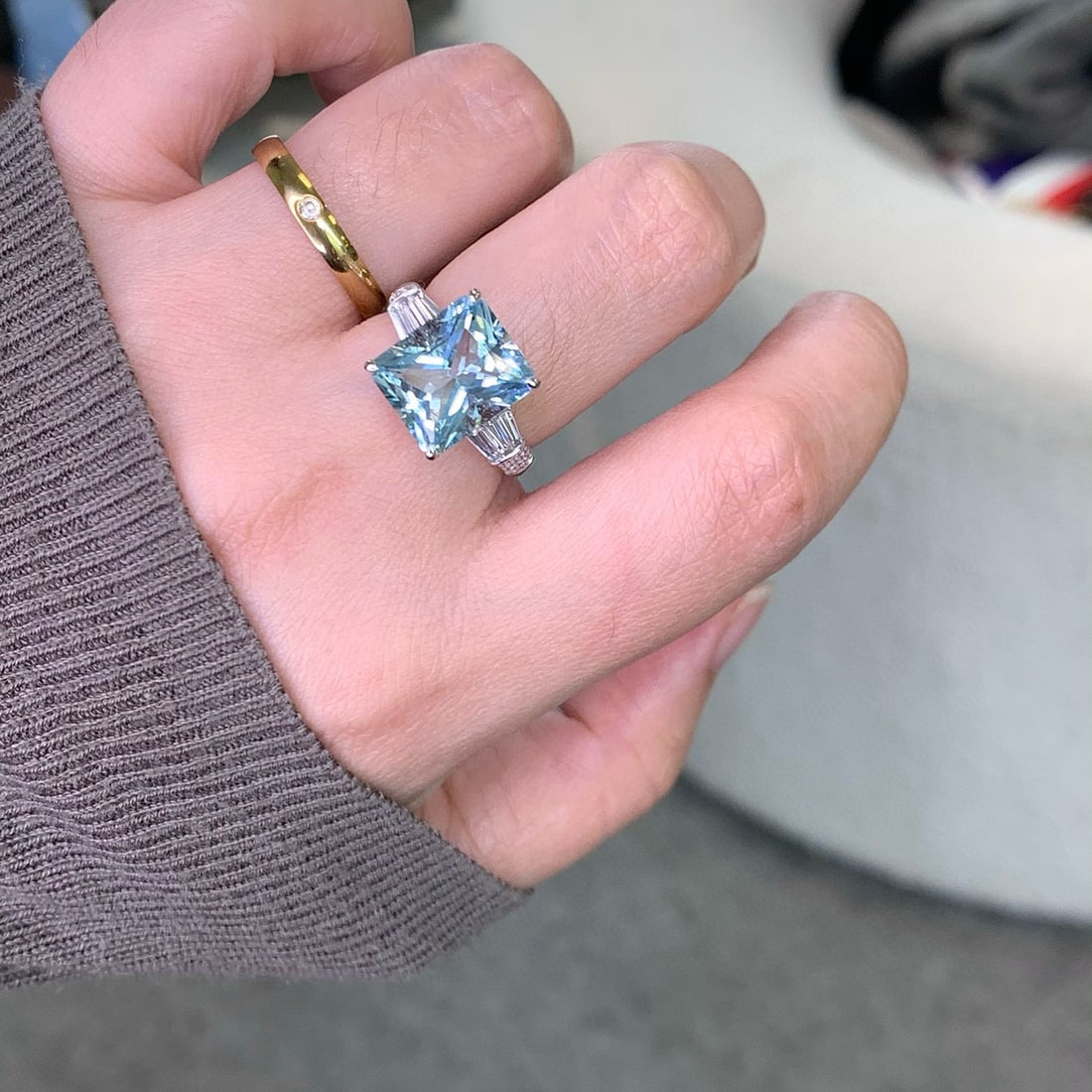 14k Gold 5.39 Ctw Natural Aquamarine & Diamond Ring - 6