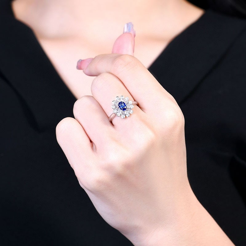 14k Gold 1.08 Ctw Natural Sapphire & Diamond Ring - 6