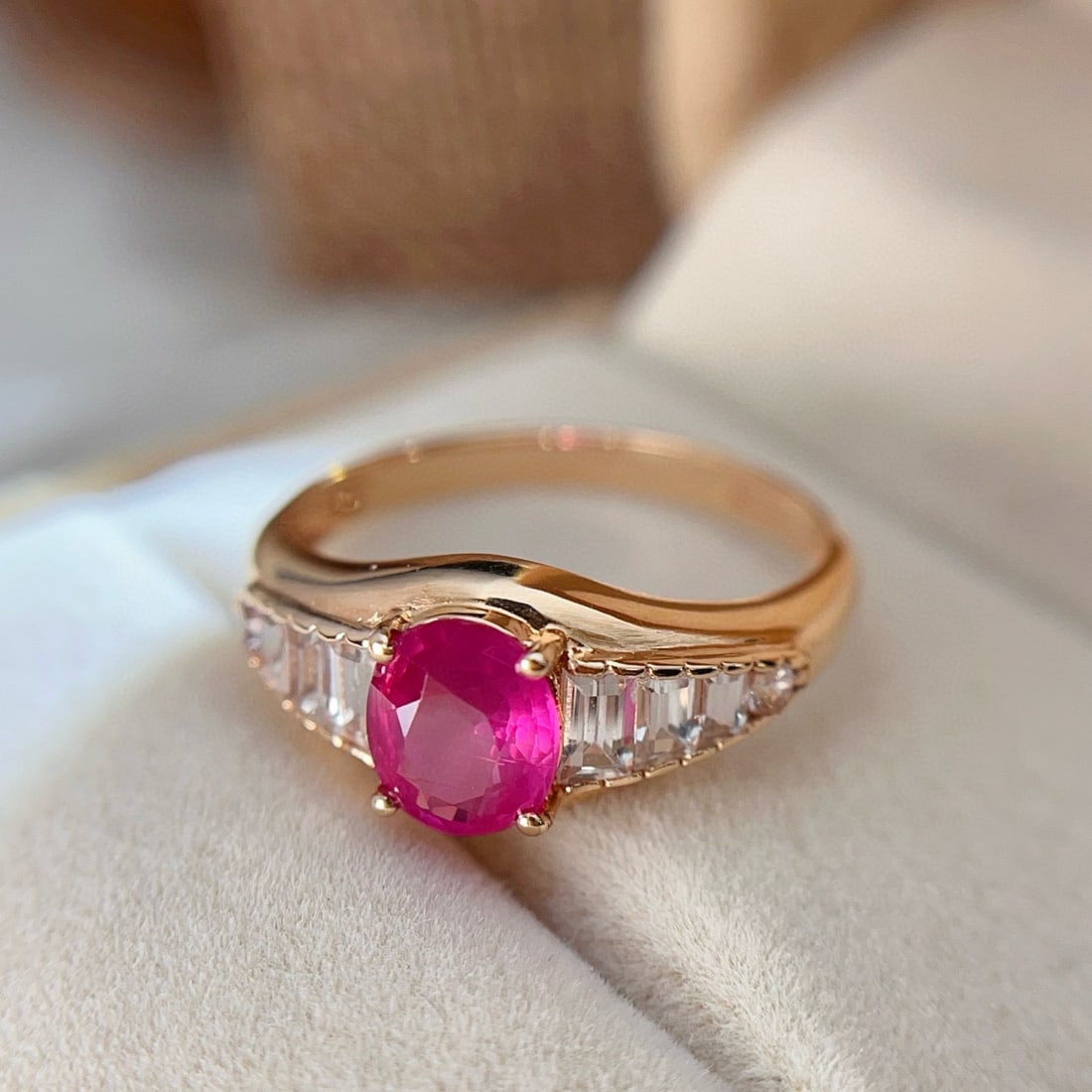 14k Gold 1.25 Ct Natural Ruby & Sapphire Ring - 5