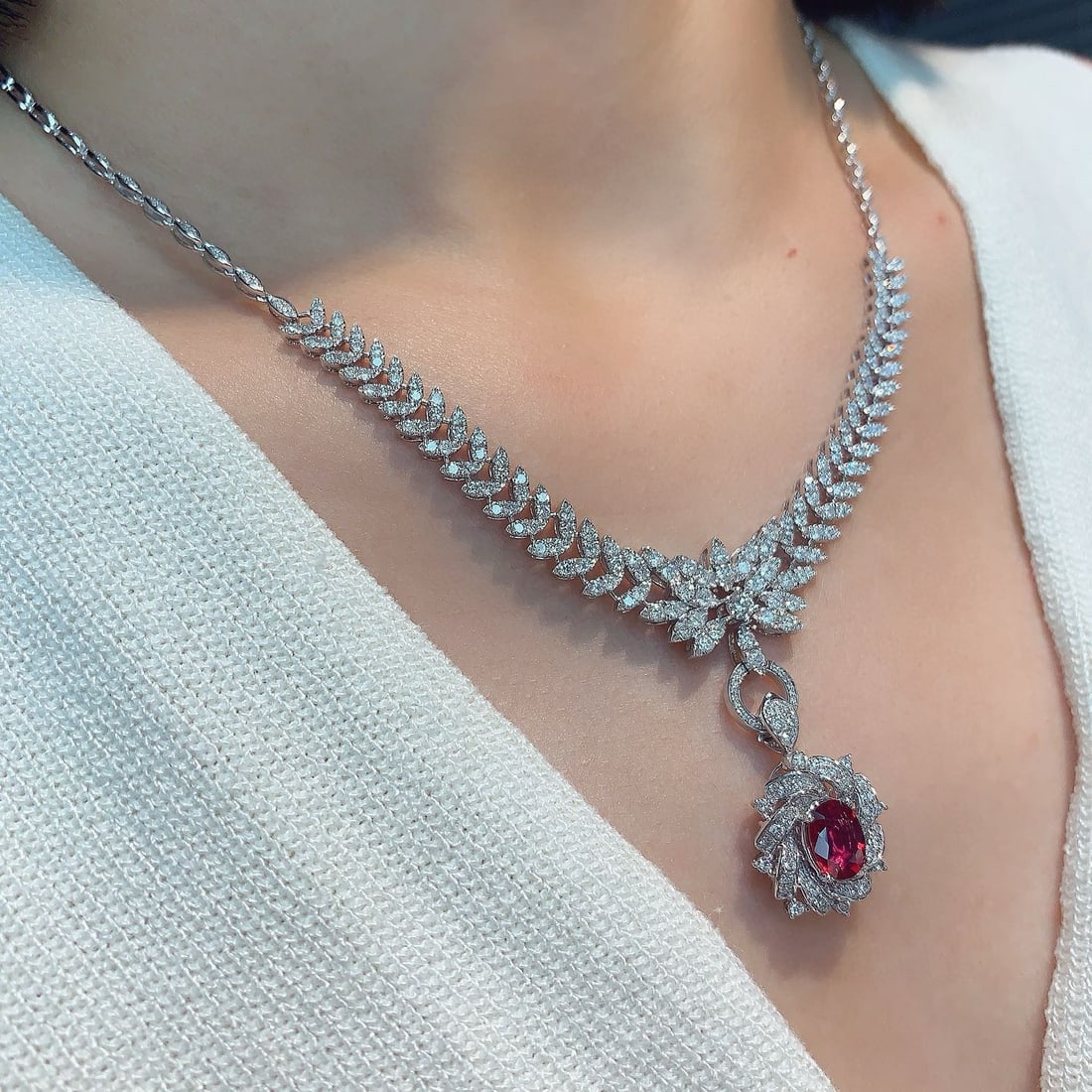 14k Gold 3.14 Ct Natural H Diamond Necklace - 4