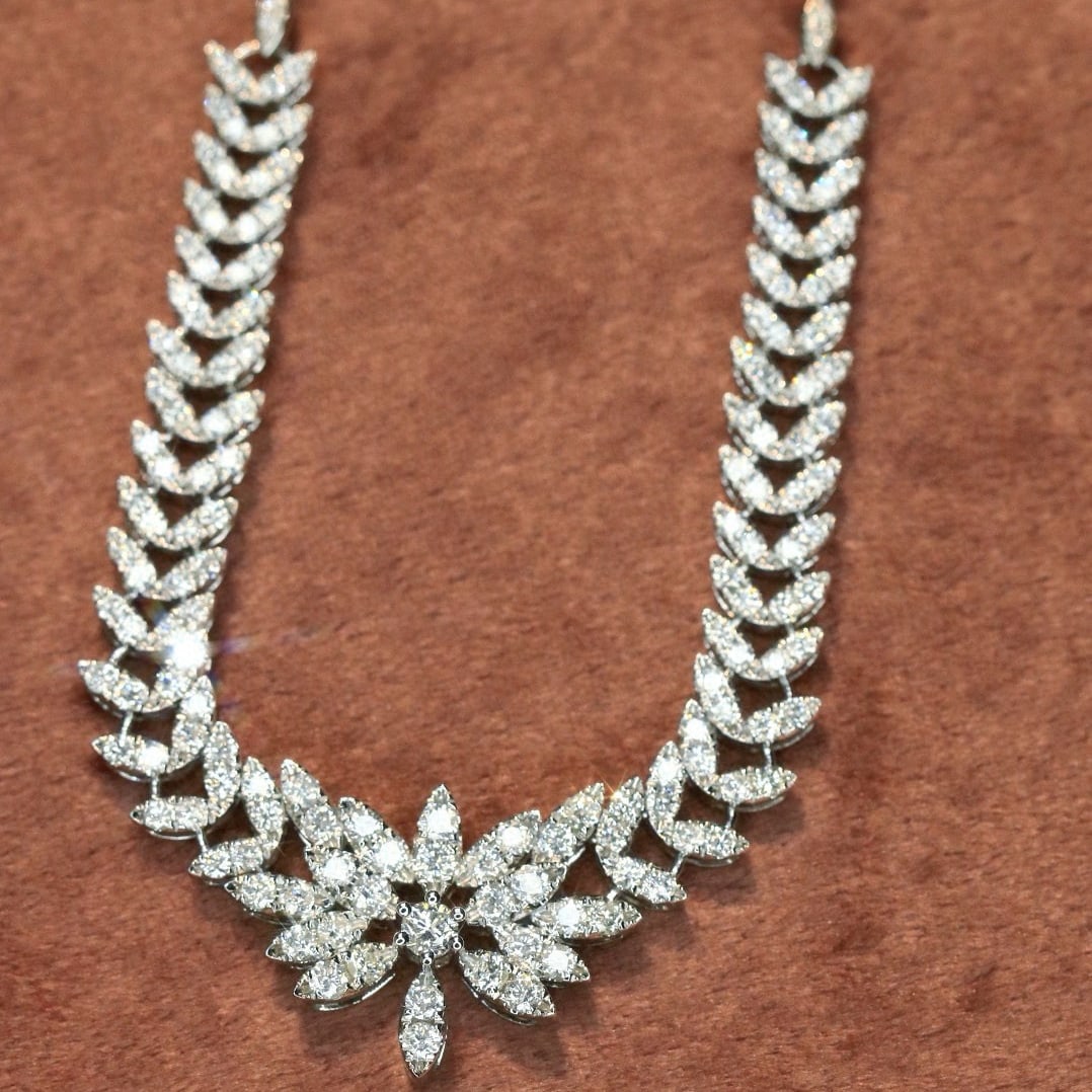 14k Gold 3.14 Ct Natural H Diamond Necklace - 7