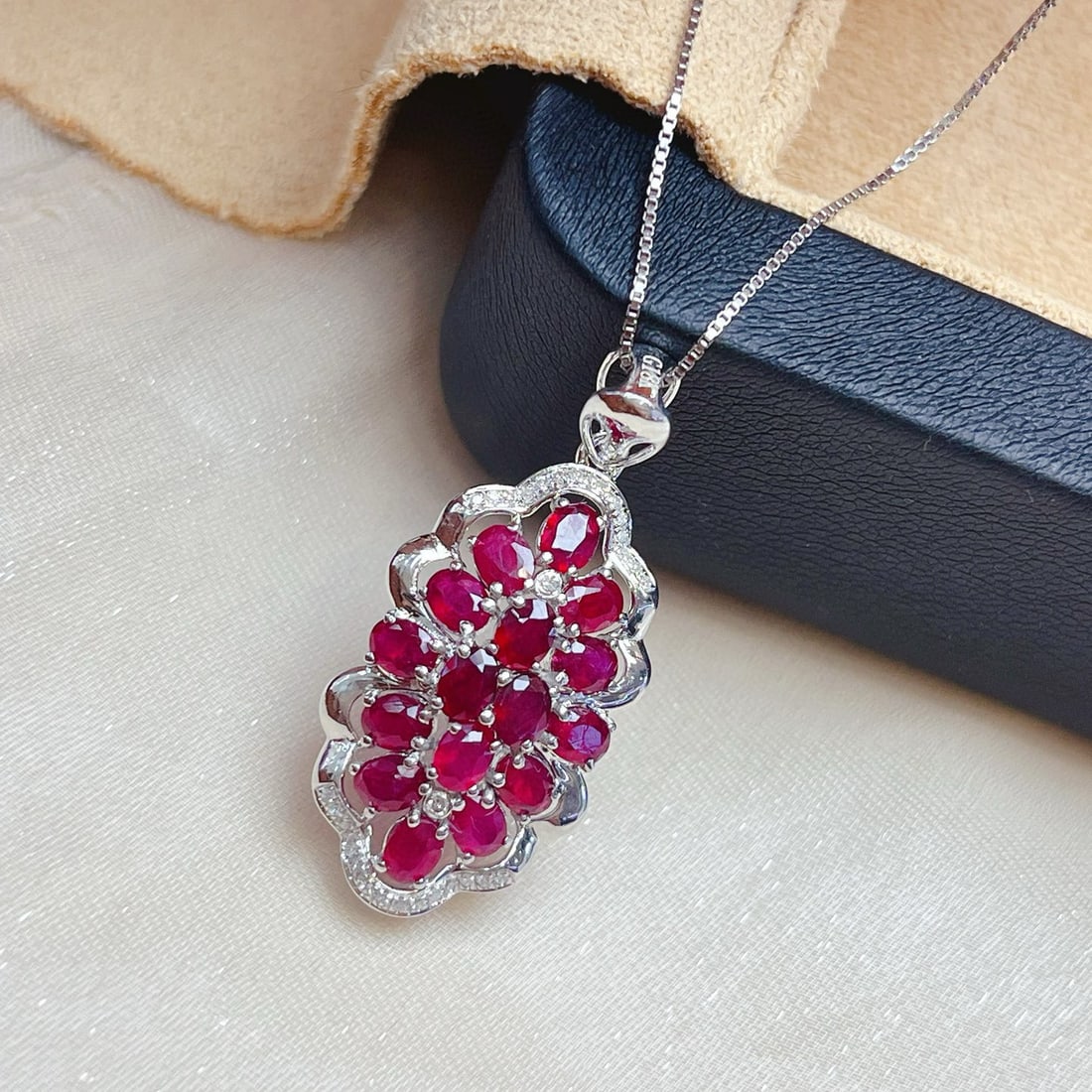 14k Gold 3.00 Ct Natural Ruby & Diamond Pendant( Without Chain ) - 3