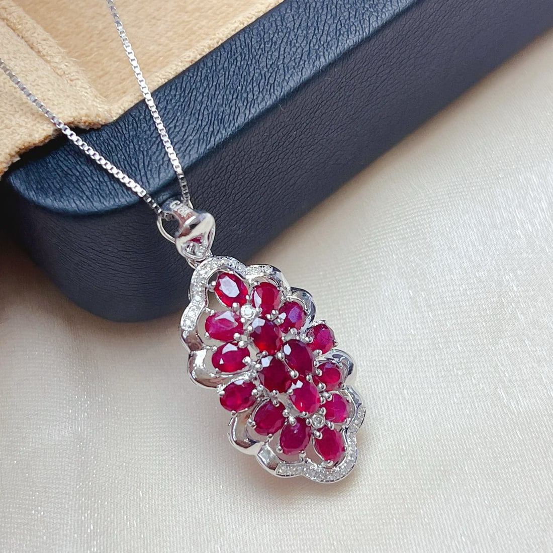14k Gold 3.00 Ct Natural Ruby & Diamond Pendant( Without Chain ) - 4