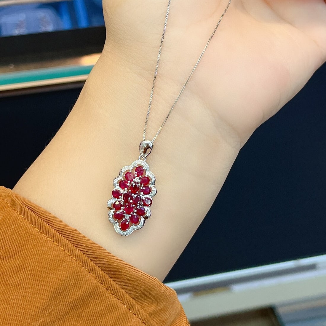 14k Gold 3.00 Ct Natural Ruby & Diamond Pendant( Without Chain ) - 6