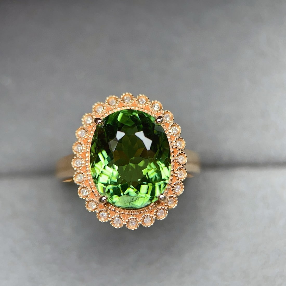 14k Gold 5.62 Ctw Natural Tourmaline & Diamond Ring (1 of 7)