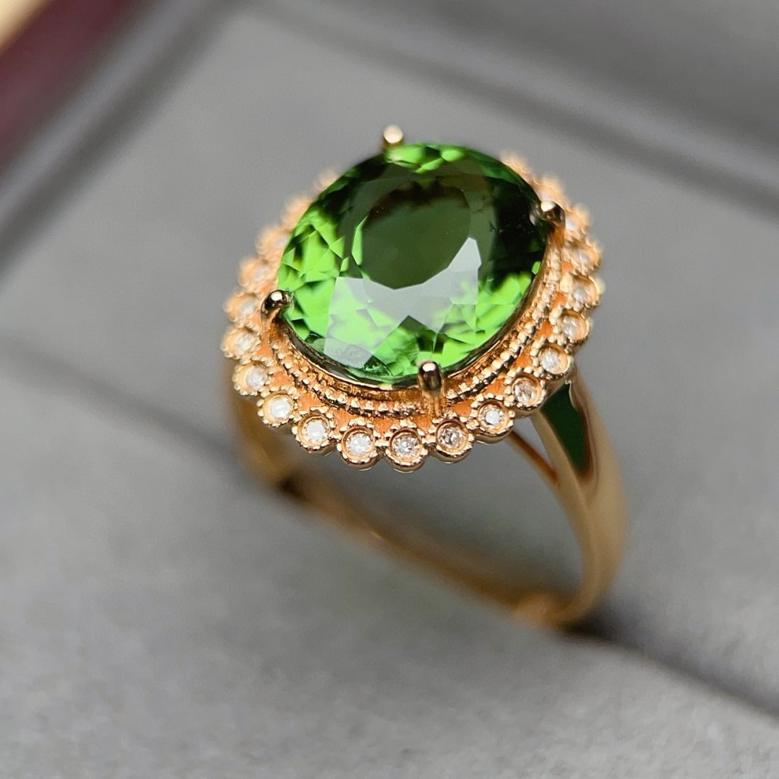 14k Gold 5.62 Ctw Natural Tourmaline & Diamond Ring - 4