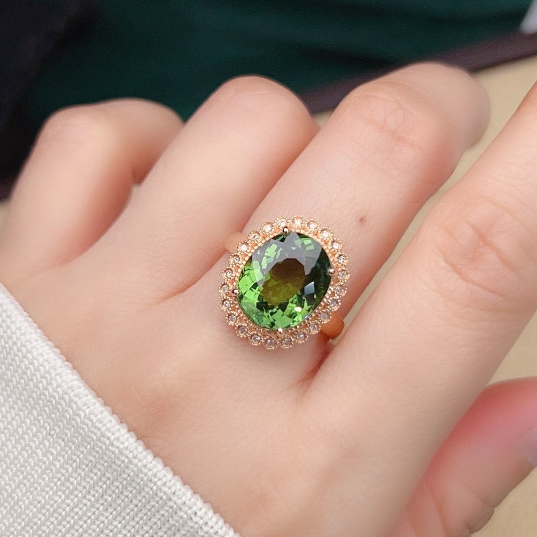 14k Gold 5.62 Ctw Natural Tourmaline & Diamond Ring - 6