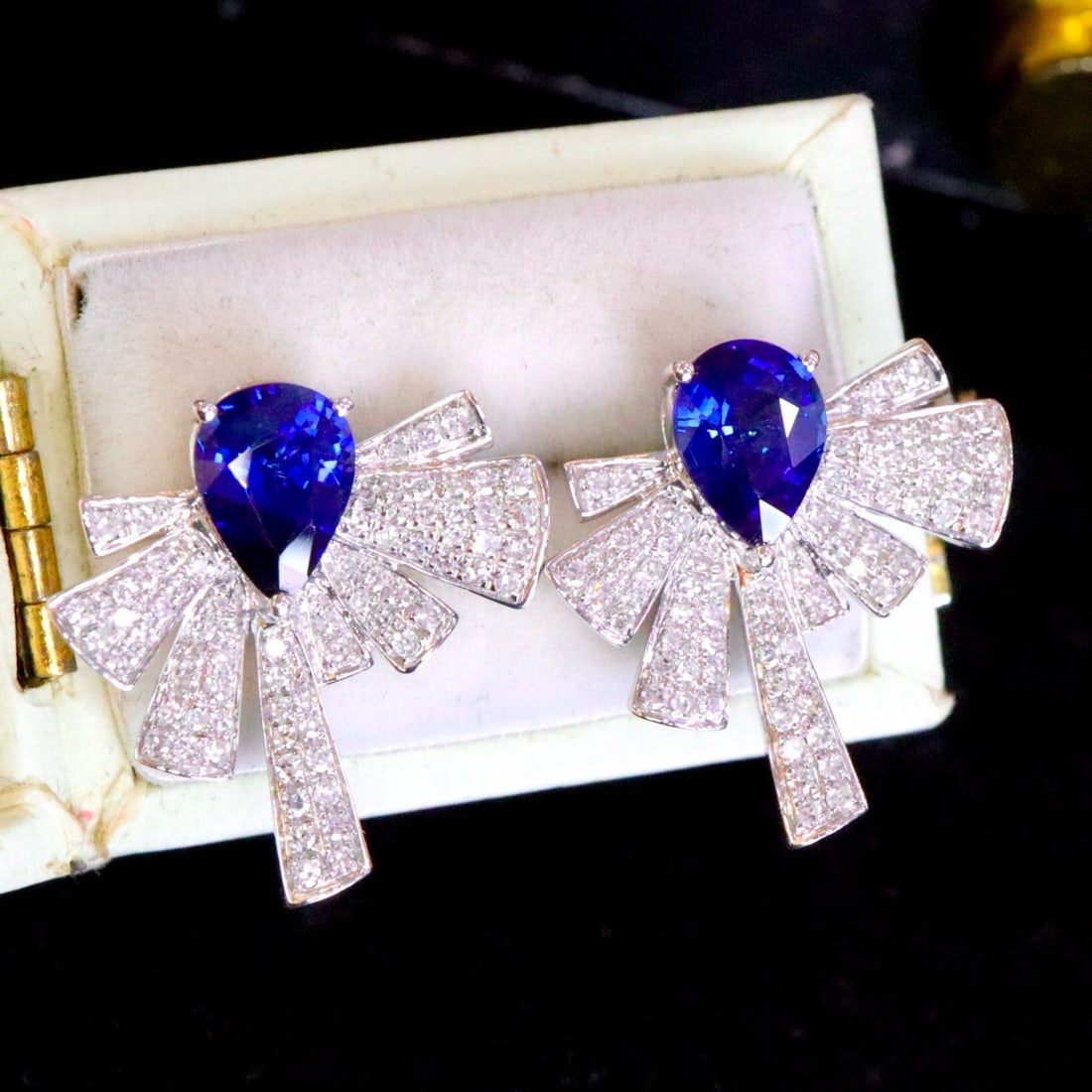 14k Gold 2.35 Ctw Natural Sapphire & Diamond Earrings (1 of 6)