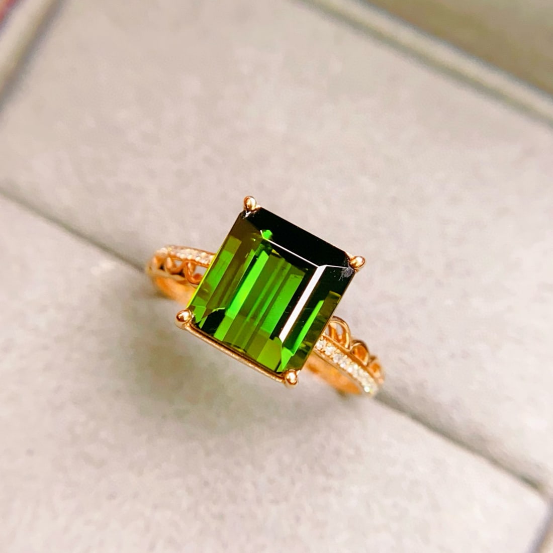 14k Gold 3.41 Ctw Natural Tourmaline & Diamond Ring - 4