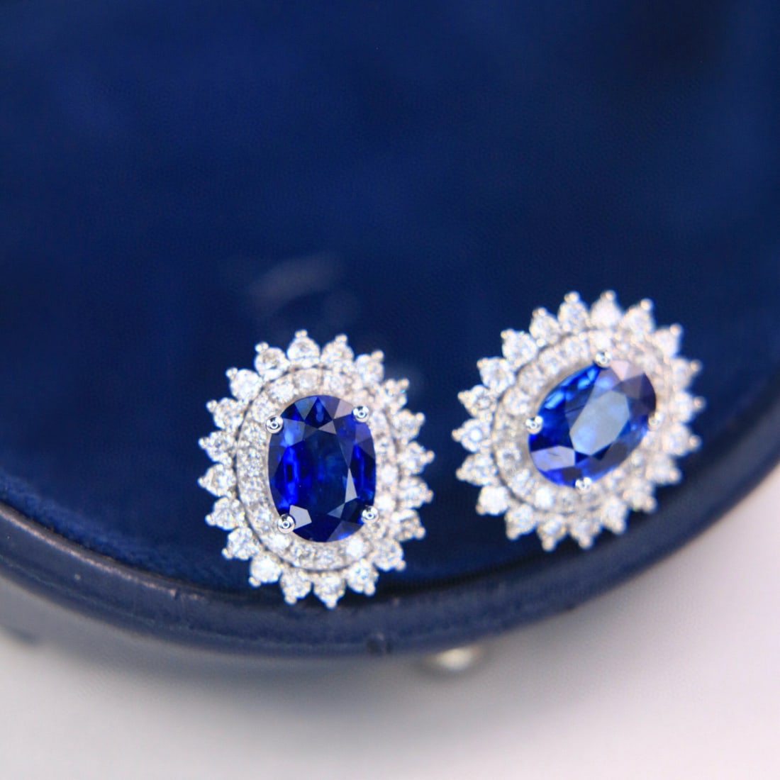 14k Gold 2.62 Ctw Natural Sapphire & Diamond Earrings - 2