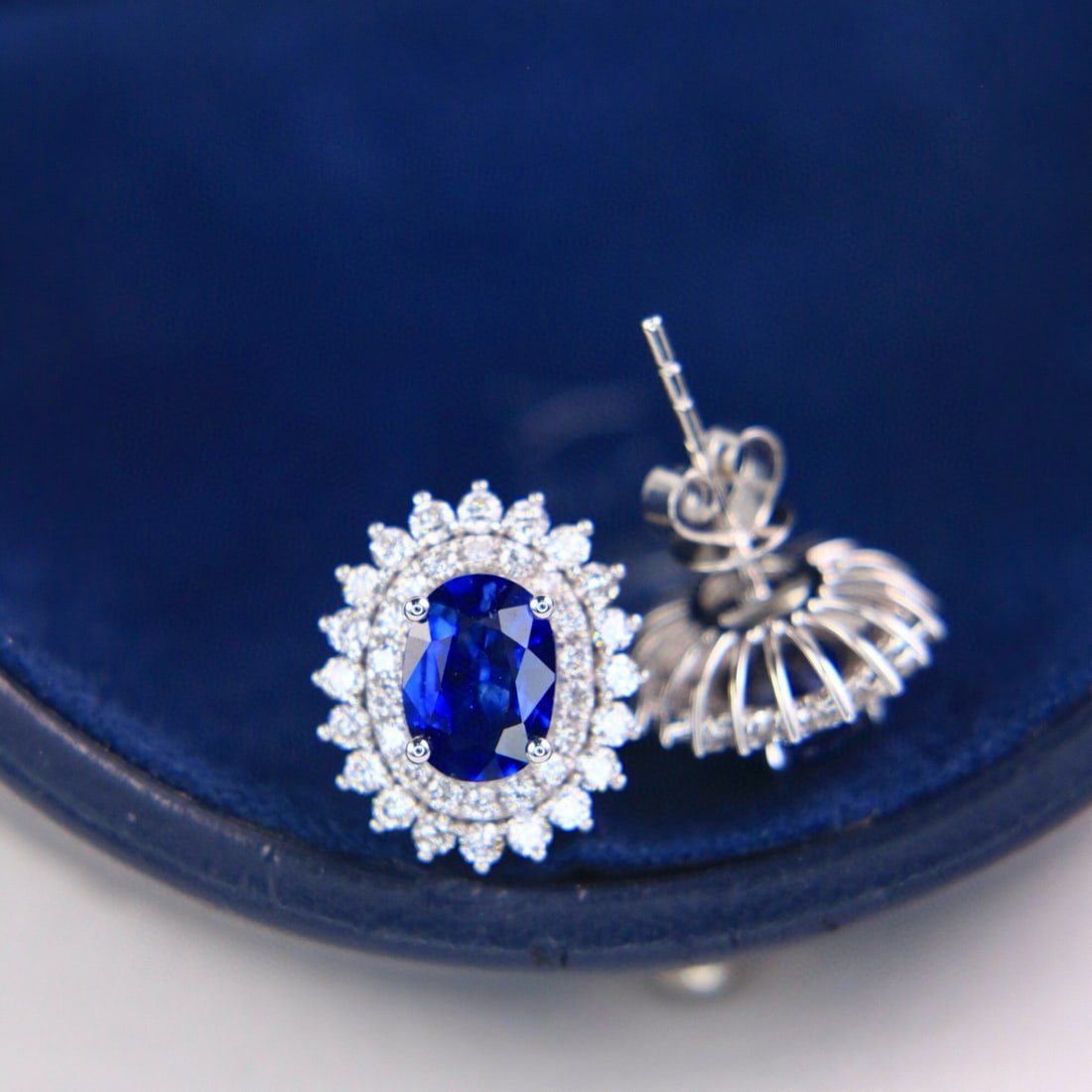 14k Gold 2.62 Ctw Natural Sapphire & Diamond Earrings - 3