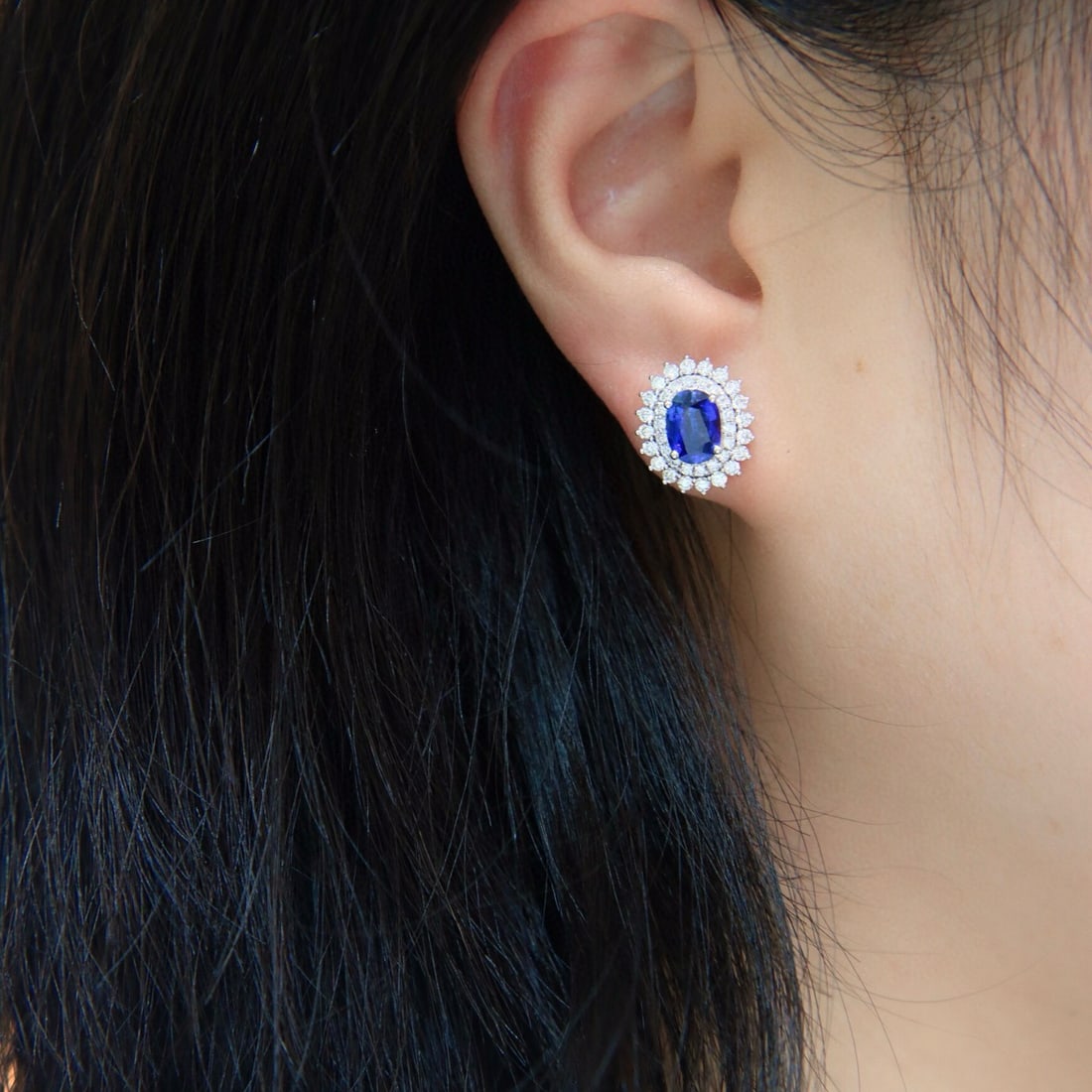 14k Gold 2.62 Ctw Natural Sapphire & Diamond Earrings - 5