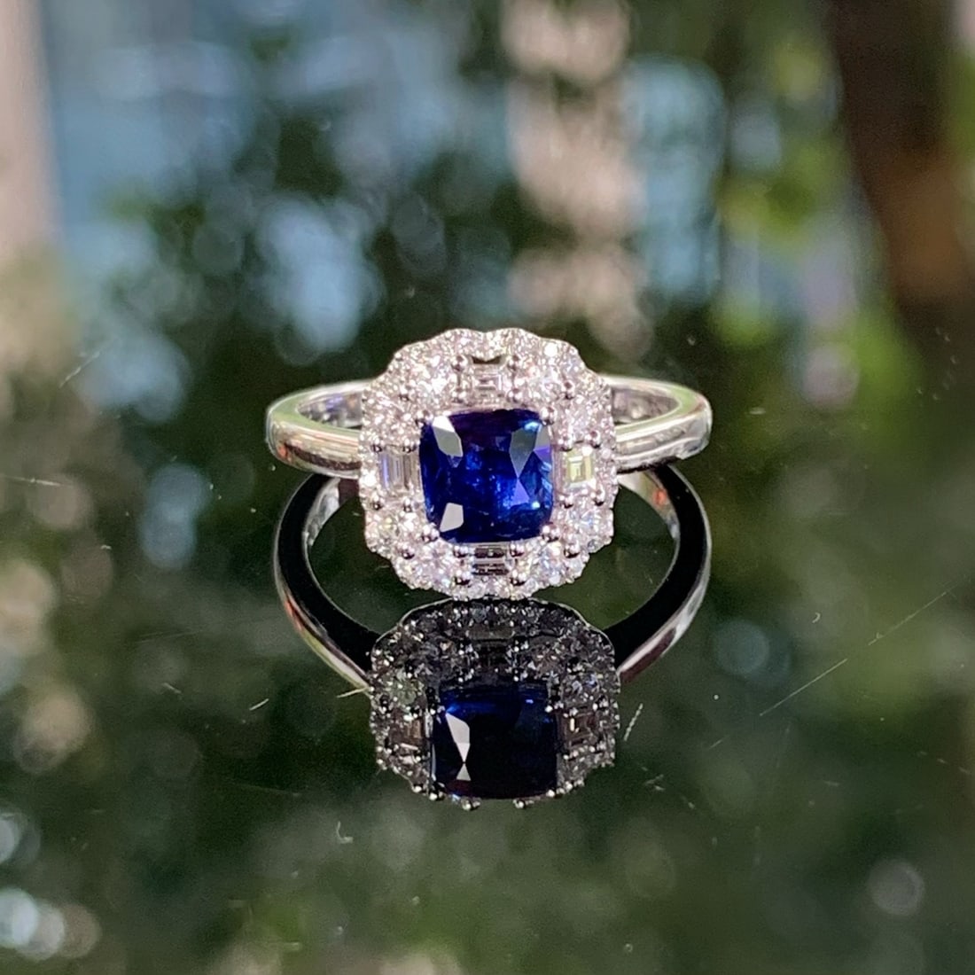 14k Gold 1.50 Ctw Natural Sapphire & Diamond Ring - 5