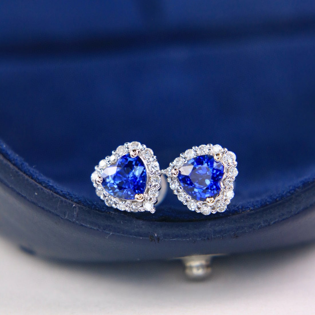 14k Gold 1.92 Ctw Natural Sapphire & Diamond Earrings - 2
