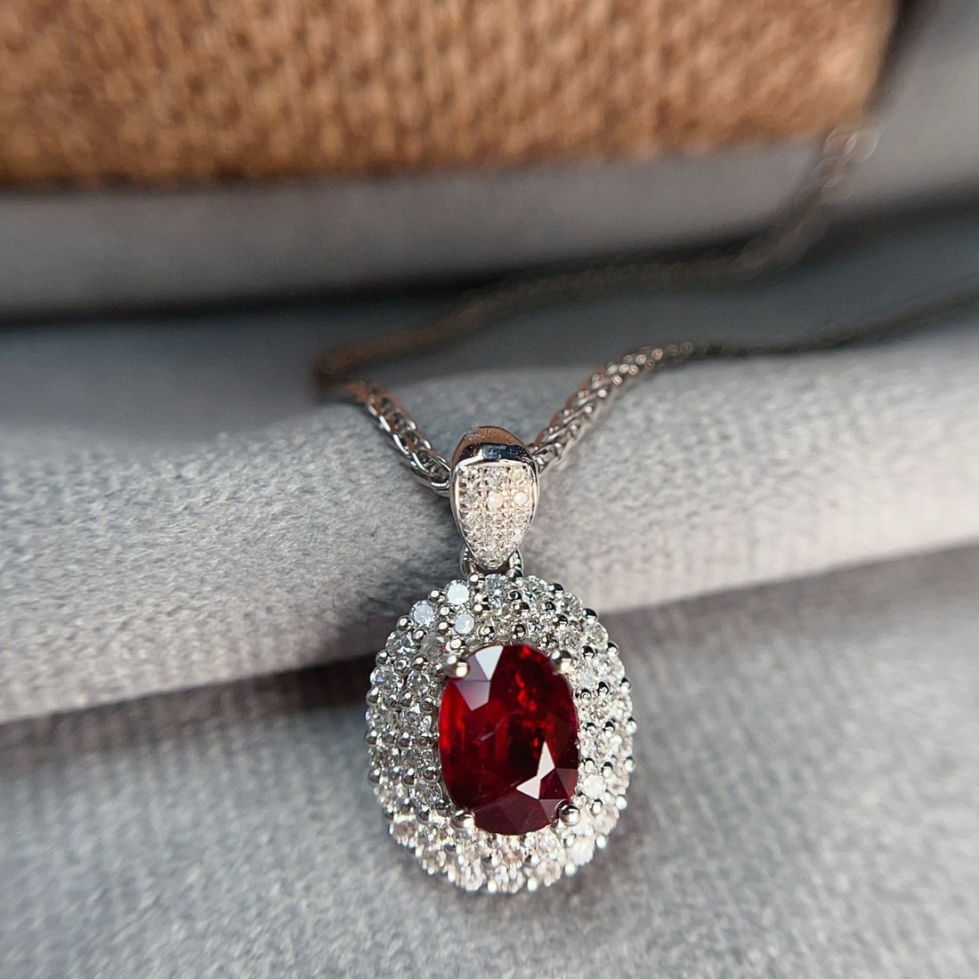 14k Gold 1.05 Ct Vivid Red Natural Ruby & Diamond Pendant( Without Chain ) - 4
