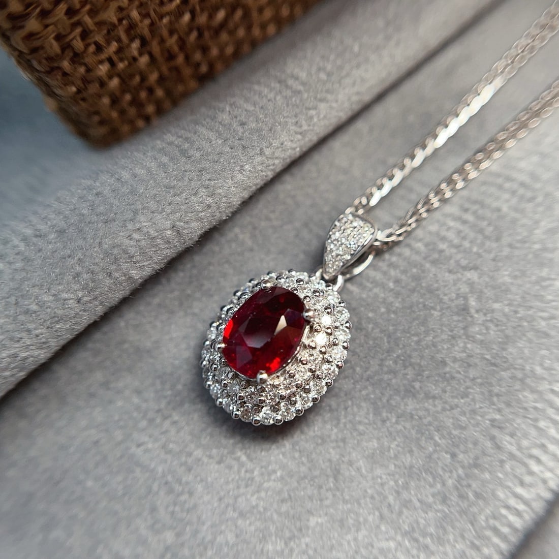 14k Gold 1.05 Ct Vivid Red Natural Ruby & Diamond Pendant( Without Chain ) - 5