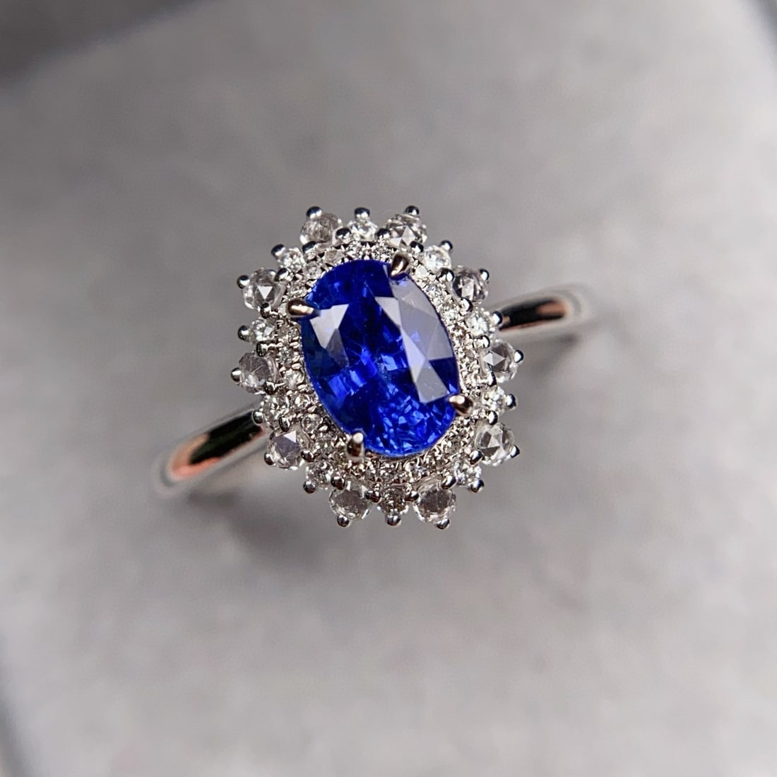 14k Gold 1.2 Ct Natural Sapphire & Diamond Ring - 2