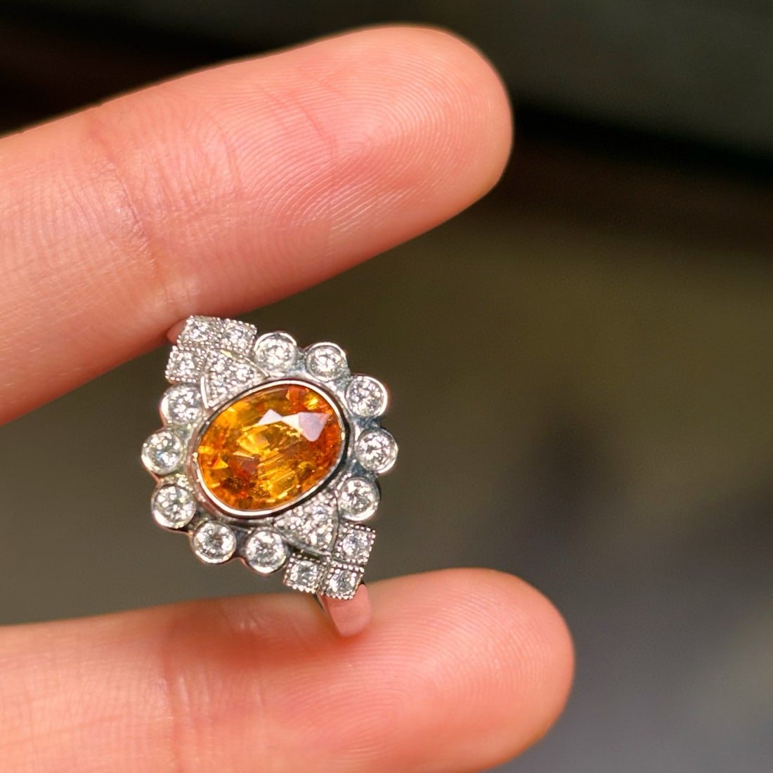 14k Gold 1.90 Ctw Natural Spessartine & Diamond Ring - 3