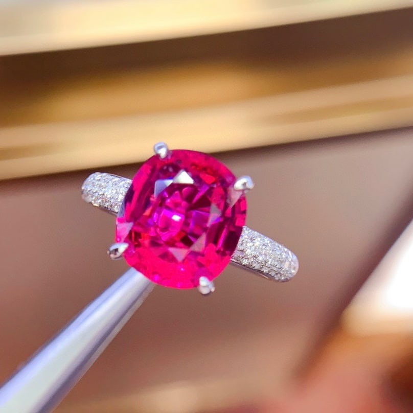 14k Gold 4.40 Ctw Natural Tourmaline & Diamond Ring - 3