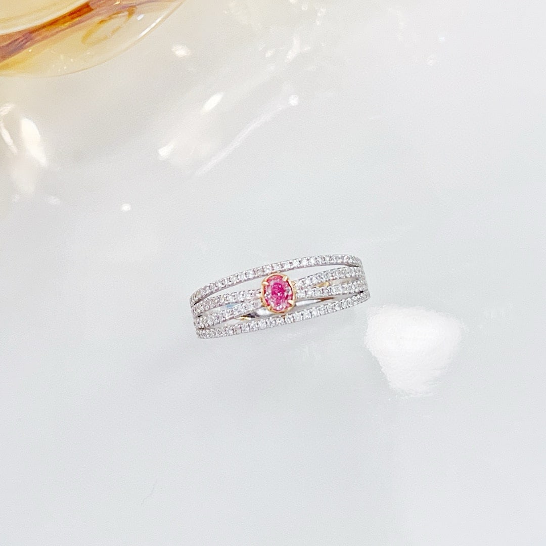 14k Gold 0.38 Ctw Natural Pink Diamond & Diamond Ring - 3