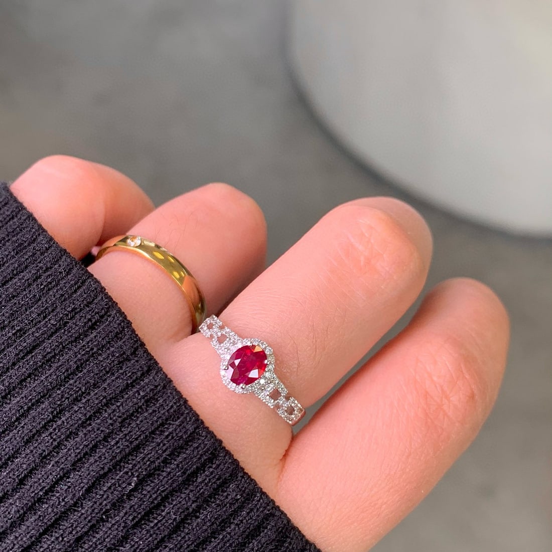 14k Gold 0.83 Ctw Natural Ruby & Diamond Ring - 6