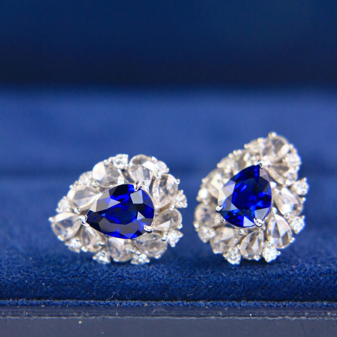 14k Gold 4.01 Ctw Natural Sapphire & Diamond Earrings - 4