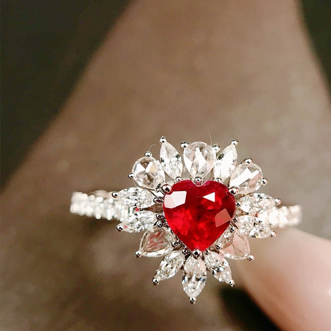14k Gold 1.10 Ctw Vivid Red Natural Ruby & Diamond Ring (1 of 5)