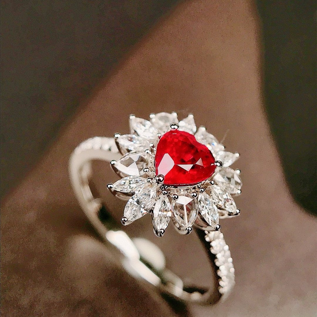 14k Gold 1.10 Ctw Vivid Red Natural Ruby & Diamond Ring - 3