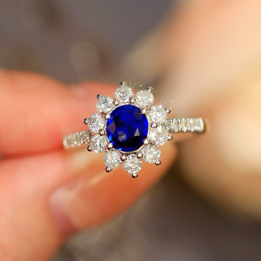 14k Gold 1.92 Ctw Natural Sapphire & Diamond Ring - 3