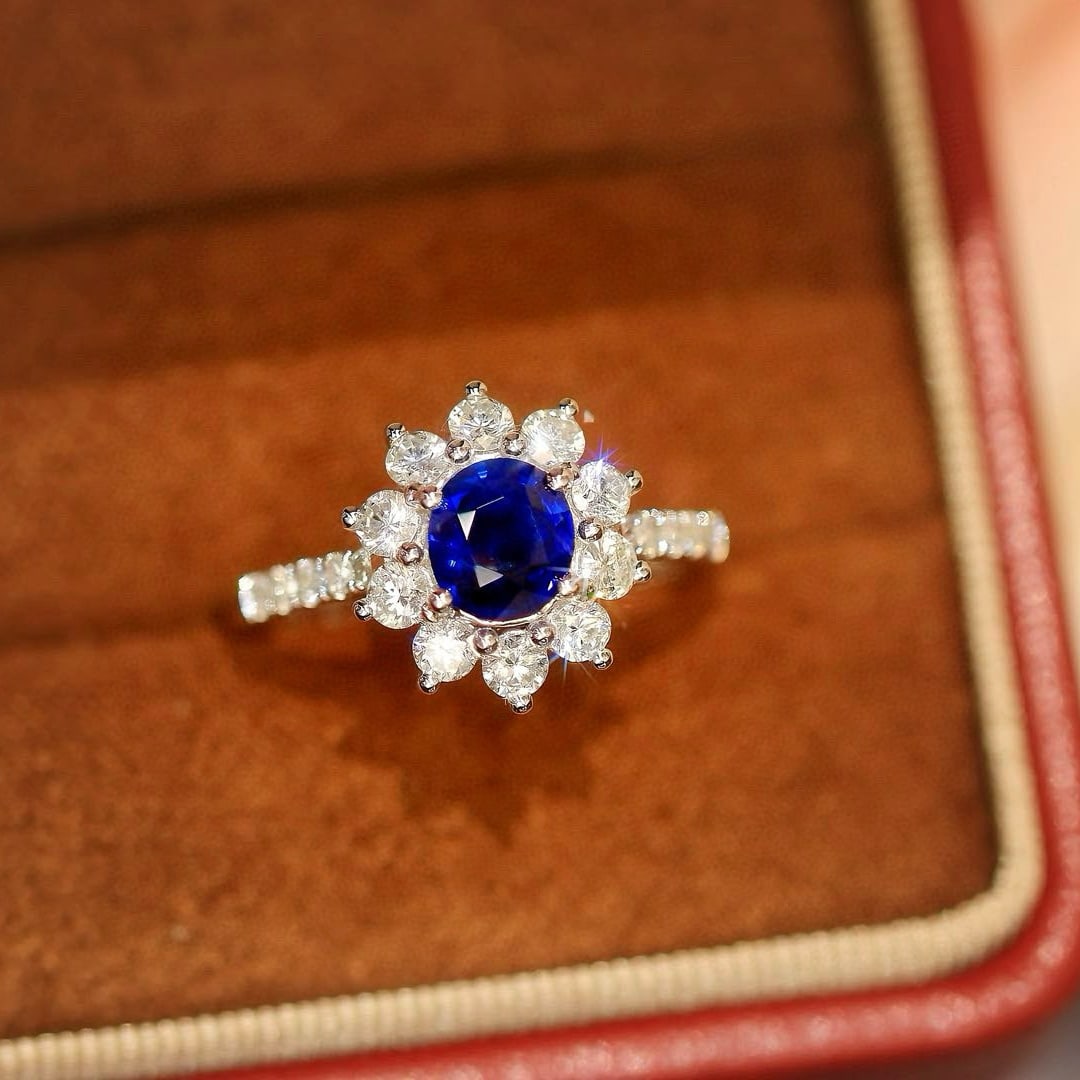 14k Gold 1.92 Ctw Natural Sapphire & Diamond Ring - 6