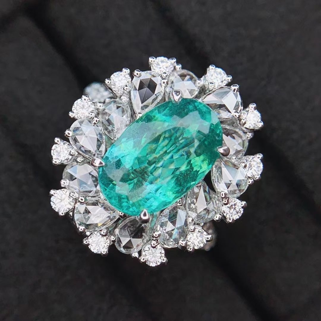 14k Gold 4.78 Ctw Natural Paraiba Tourmaline & Diamond Ring/pendant( Without Chain ) - 4