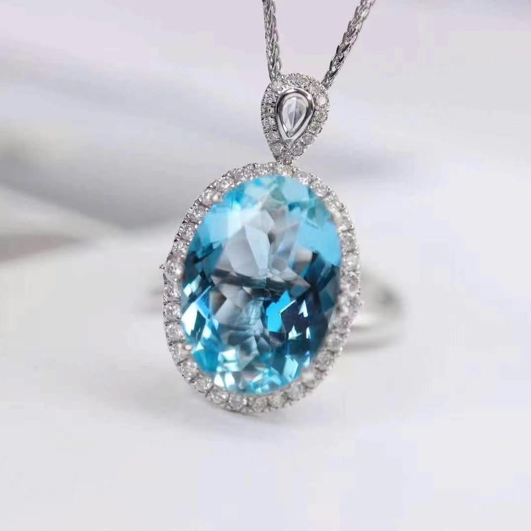 14k Gold 4.58 Ctw Natural Aquamarine & Diamond Ring/pendant( Without Chain ) - 4