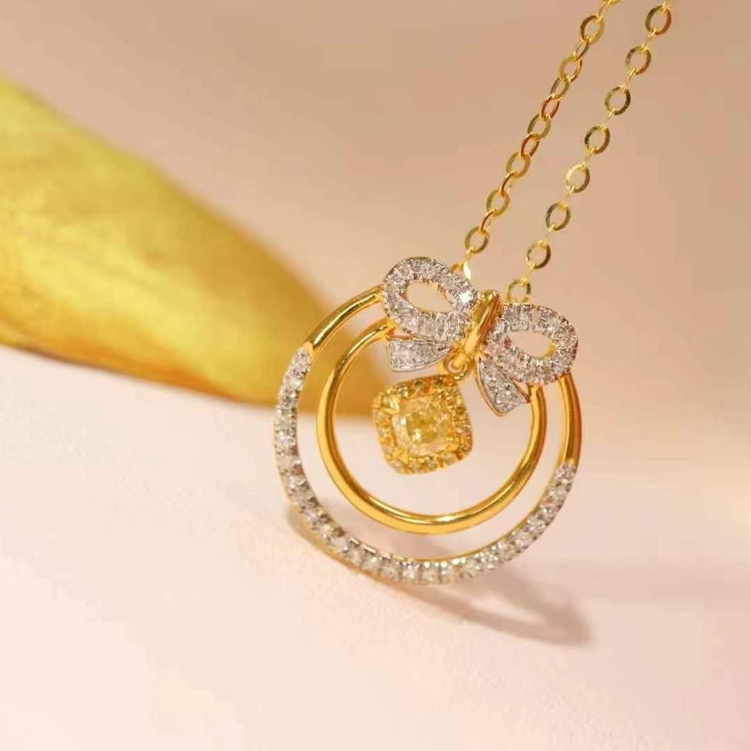 14k Gold 0.77 Ct Natural Color Diamond Necklace - 3