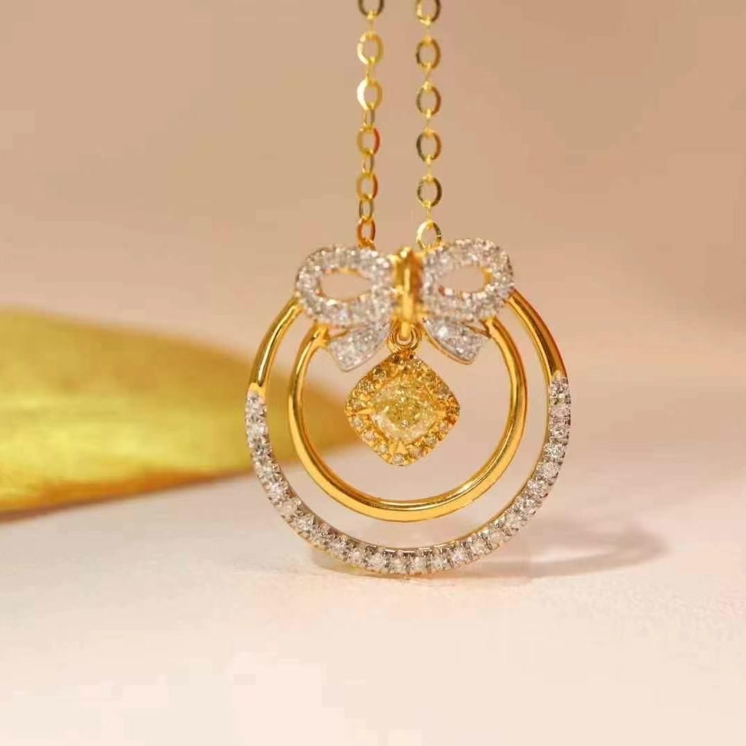 14k Gold 0.77 Ct Natural Color Diamond Necklace - 6