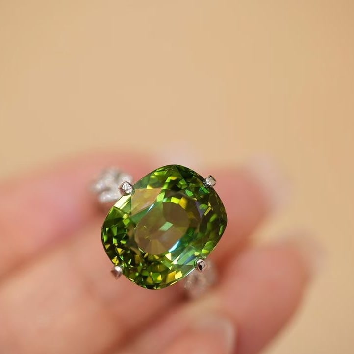 14k Gold 13.8 Ct Natural Tourmaline & Diamond Ring - 3